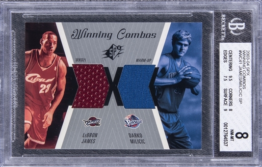 2003-04 SPx "Winning Combos" #WC41 LeBron James/Darko Milicic Patch Rookie Card - BGS NM-MT 8